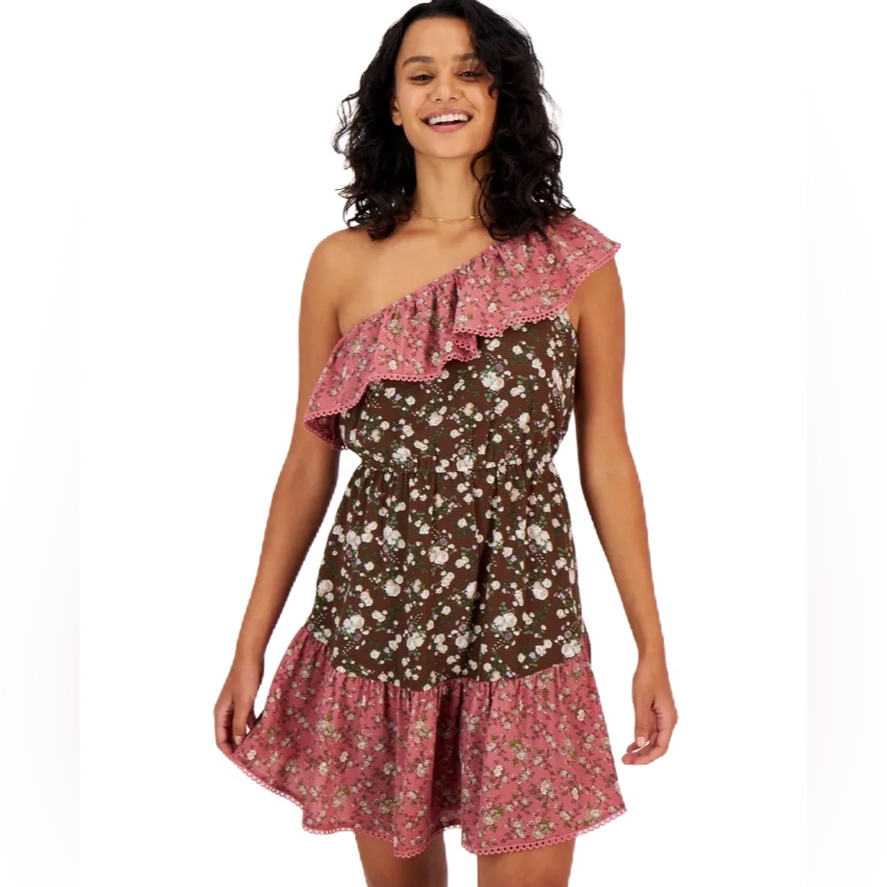 NWT Bar III Women's Asymmetrical One-Shoulder Ruffled Dress Size S